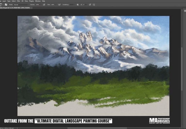 10 Easy Steps - How to Paint a Digital Landscape (Digital Painting)