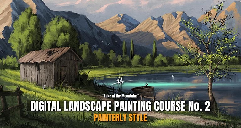 digital landscape painting course painterly style tutorial lesson