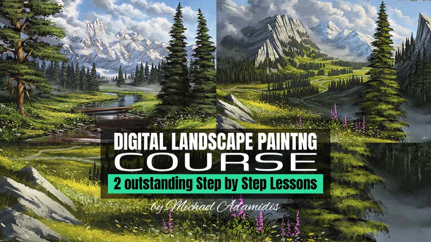 How to paint a digital landscape lesson