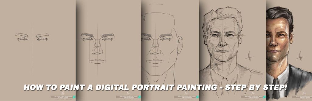 How to paint a digital portrait painting - step by step
