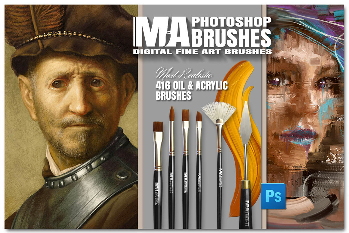 Digital brush set for portrait painting and landscape painting