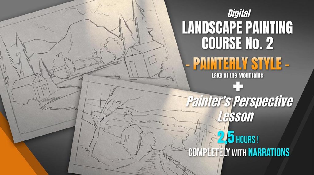 Digital landscape painting course and tutorial