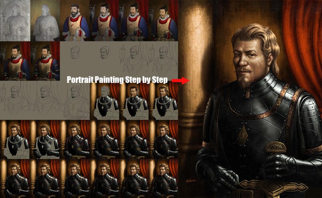 How to paint a digital portrait painting and brushes